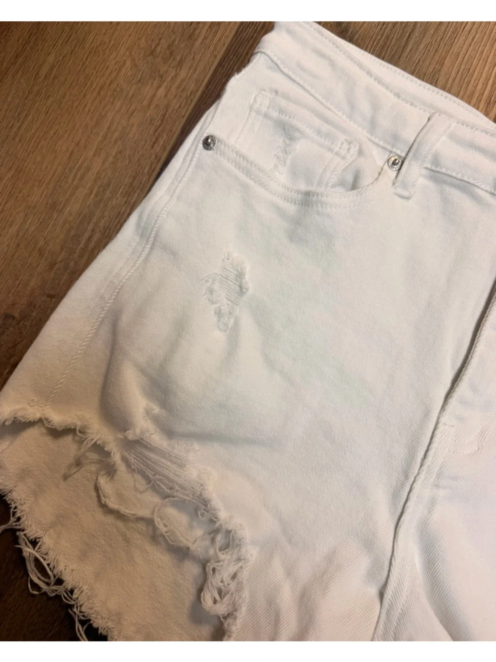 White Distressed Women’s Jean Shorts - Picture 7 of 12